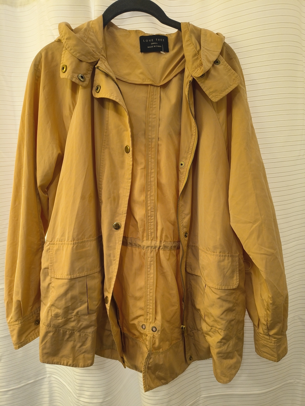 Love Tree Women's Mustard Hooded Anorak Jacket